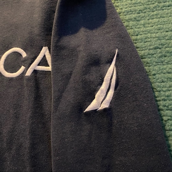 Navy Nautica Embroidered Text Logo Crewneck Sweatshirt Medium - Picture 3 of 4
